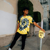 TWERK SKELETON BLACK & YELLOW TIE DYE TEE