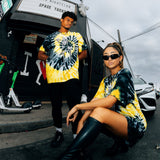 TWERK SKELETON BLACK & YELLOW TIE DYE TEE
